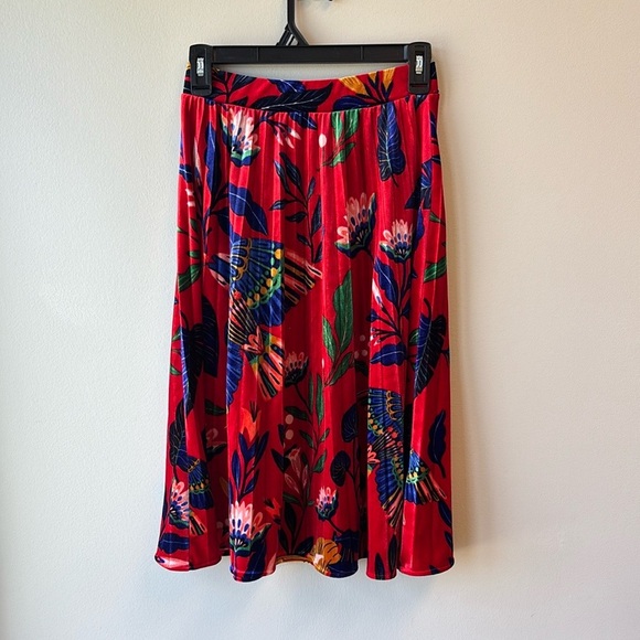 Anthropologie Red Pleated Midi Skirt - Picture 7 of 7